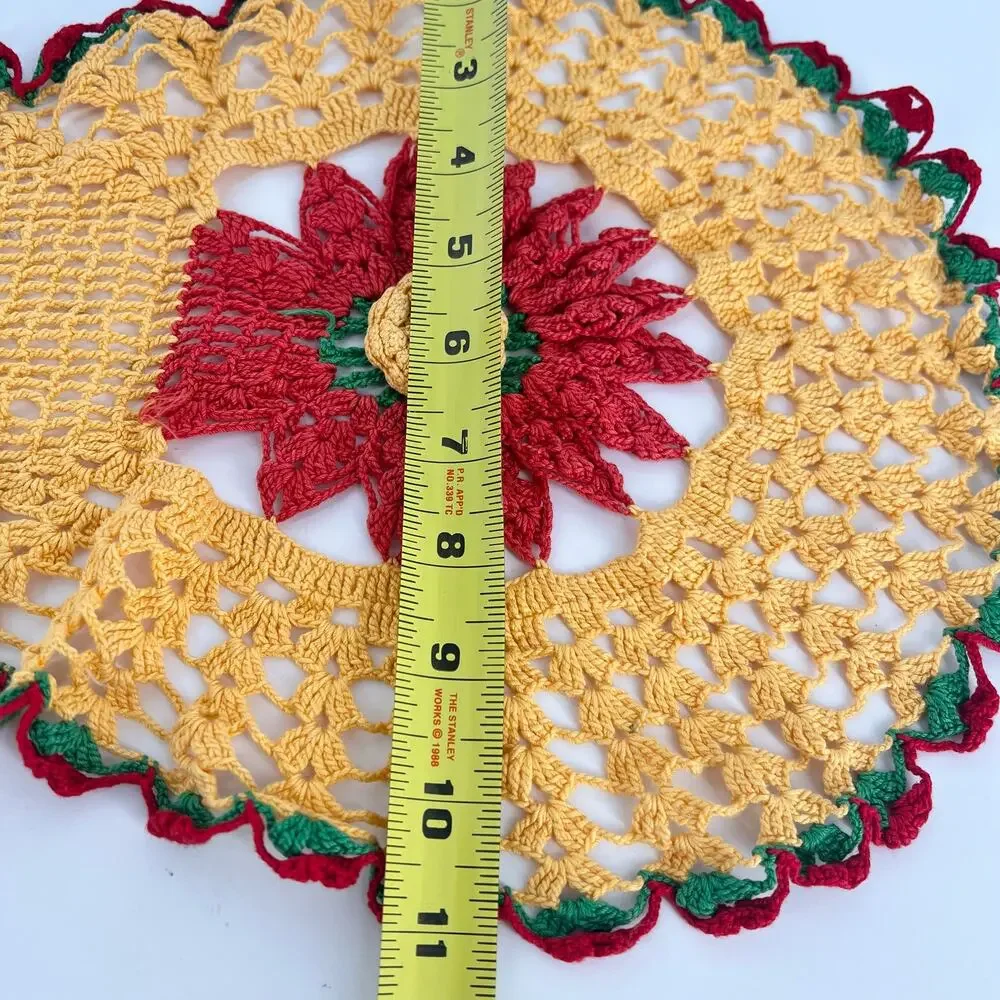 70s Crochet Doily Table Runner Cottage 1970s Vintage